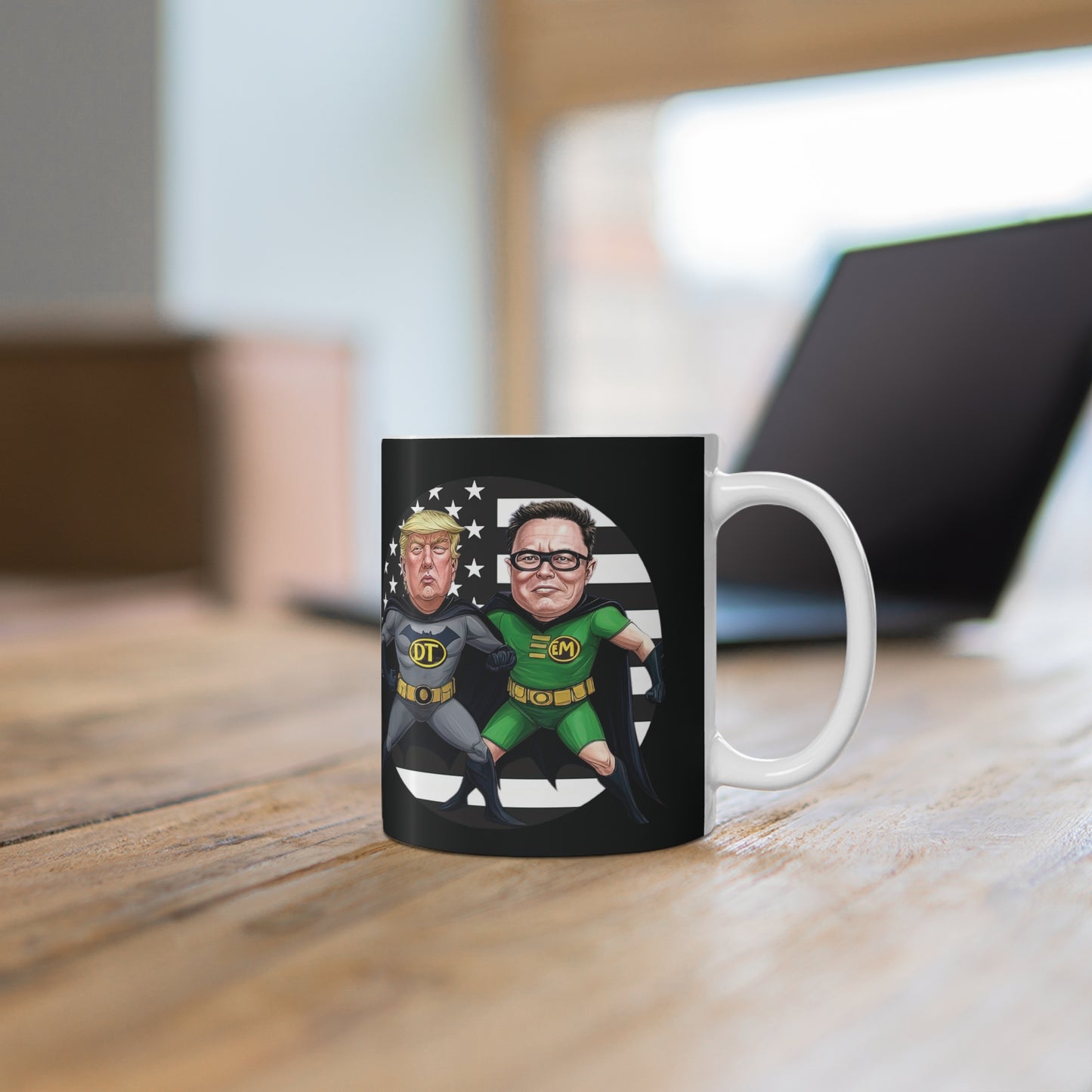 🔥 RockToonz Presents: The “No More Woke” Mug – Musk & Trump’s Power Brew! ☕🎸