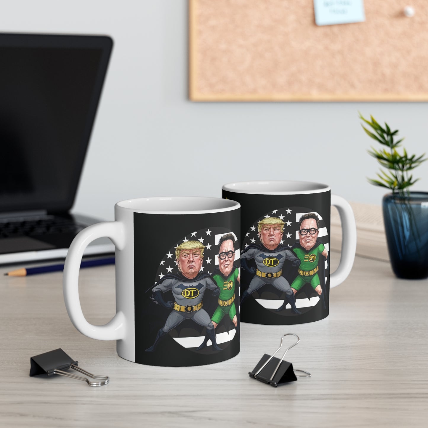 🔥 RockToonz Presents: The “No More Woke” Mug – Musk & Trump’s Power Brew! ☕🎸
