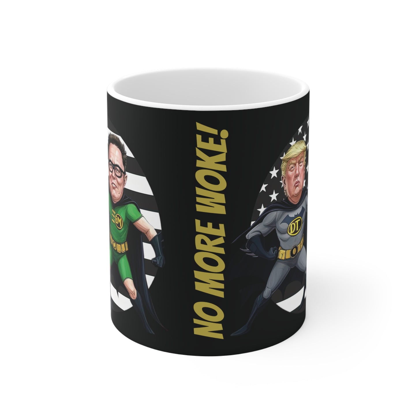 🔥 RockToonz Presents: The “No More Woke” Mug – Musk & Trump’s Power Brew! ☕🎸
